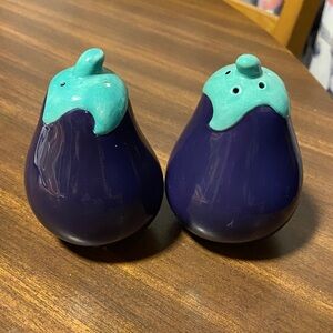 Eggplant Shaped Salt and Pepper Shakers